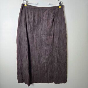 J. Jill Size 16 Vintage Crinkle Maxi Skirt Brown Unlined